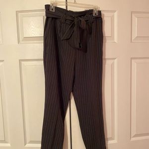 Express pinstriped dress pants w/ paper bag waist